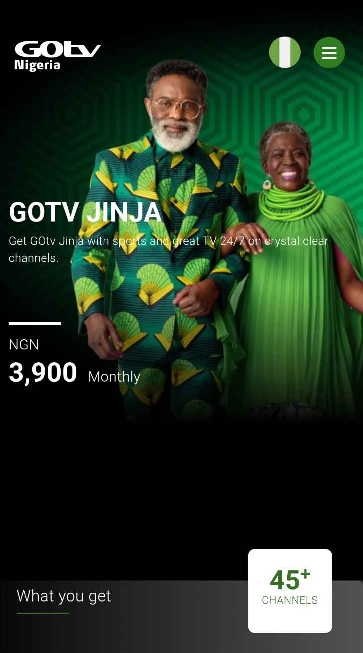 GOtv Jinja channels list 2026 showing channel categories, numbers and monthly subscription price in Nigeria