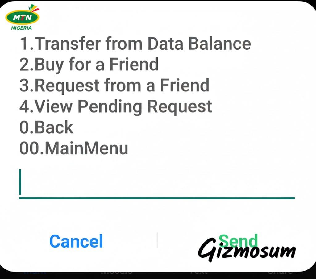 code for sharing data on mtn