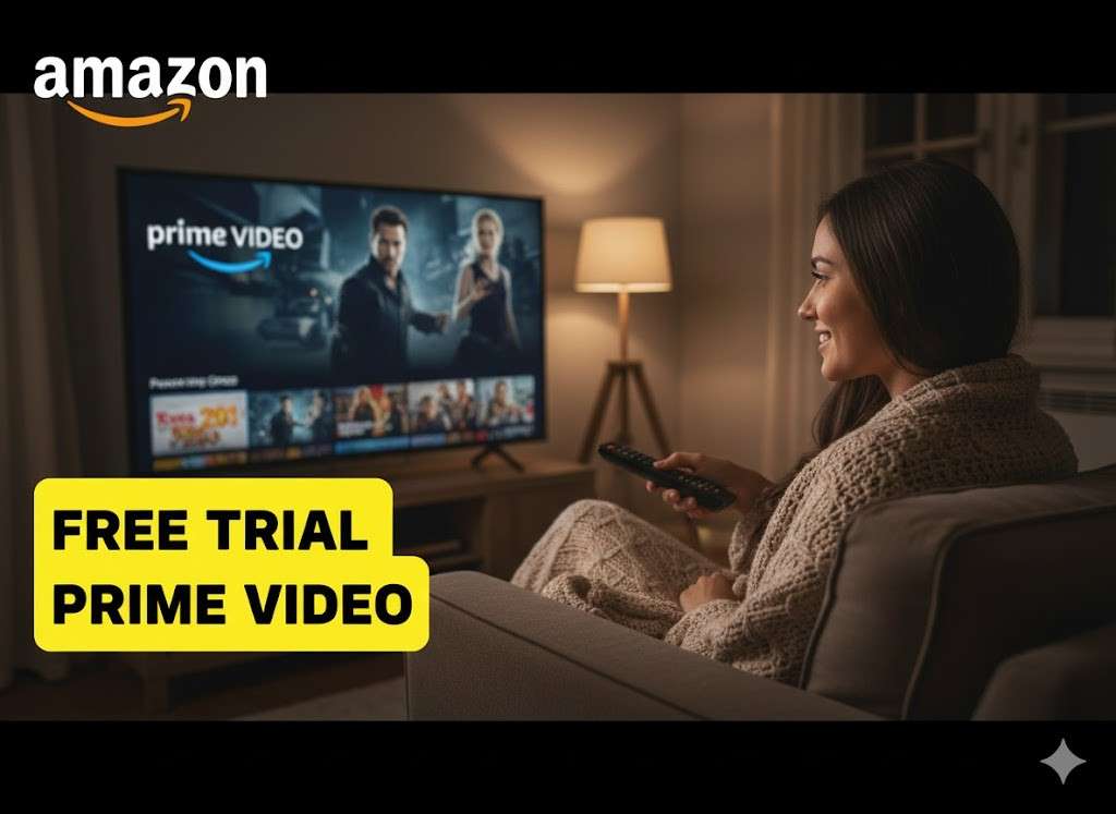 Prime Video free trial 30 days streaming dashboard on smart TV