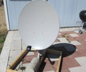 Satellite dish setup showing how to access free to air satellite channel list.