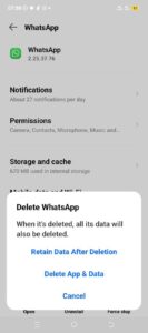 uninstalled an app on android phone