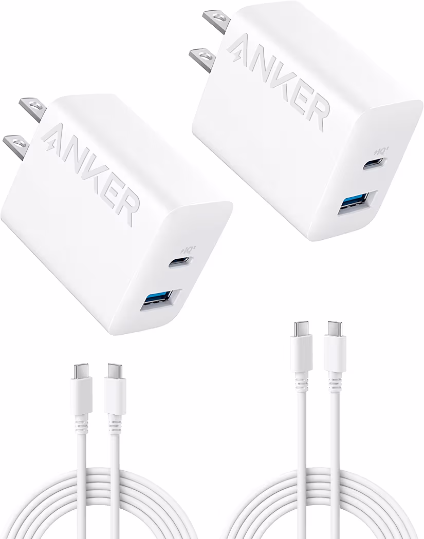 Anker 20W USB-C fast charger 2-pack for iPhone 17 Pro Max and iPhone 16 charging