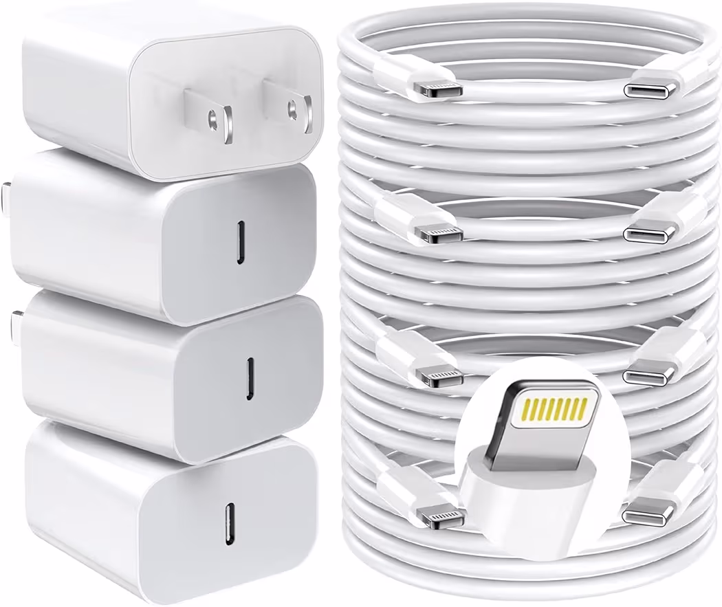 GREPHONE 20W fast charger 4-pack with charging cables for family use