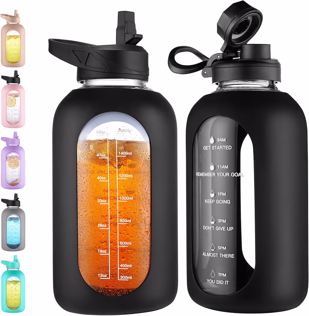 CIVAGO 64 oz glass jug with silicone sleeve non toxic bottl
