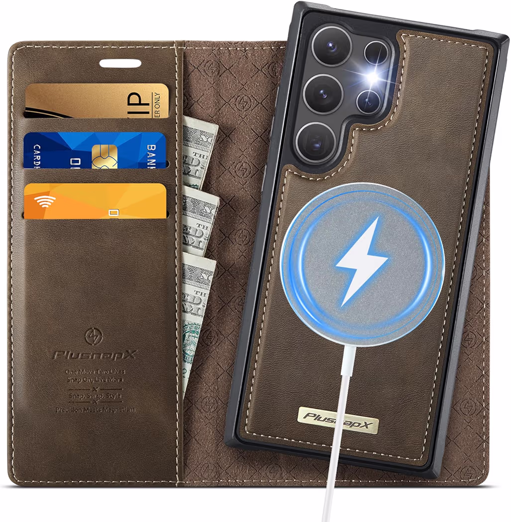 PlusnapX detachable magnetic wallet case for Galaxy S25 Ultra