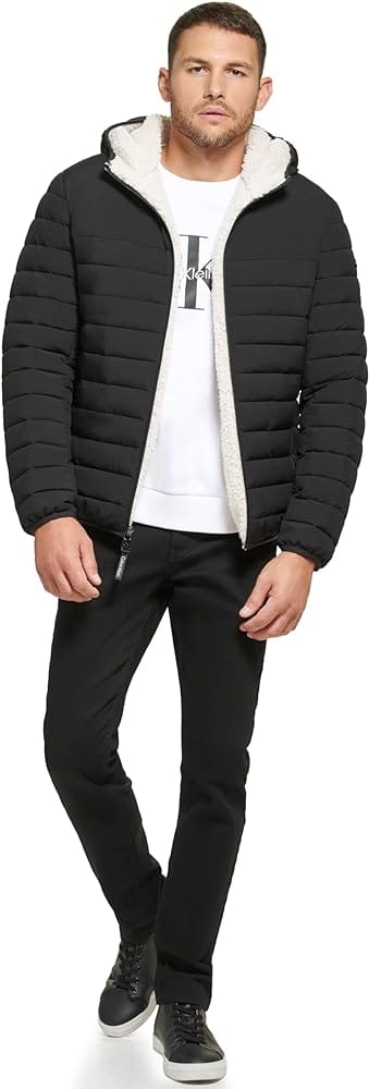 The Most Comfortable Winter Jacket Calvin Klein Men's Mid-Weight Sherpa Puffer
