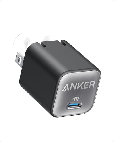 Anker Nano 30W compact white foldable USB-C charger block next to a Pixel smartphone