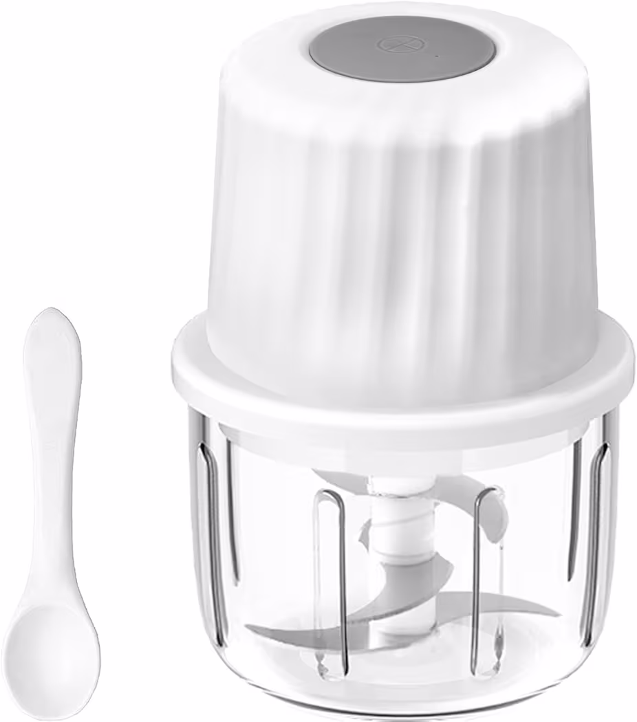 Portable rechargeable garlic chopper with glass bowl