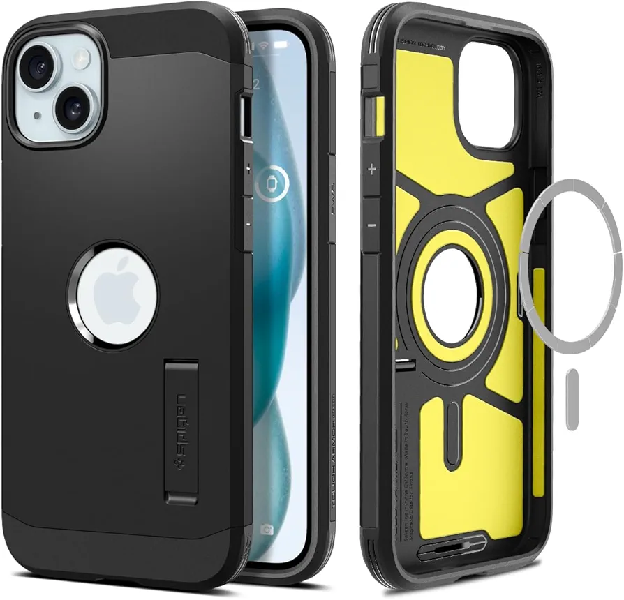 Spigen Tough Armor MagFit rugged MagSafe case for iPhone 15 with kickstand