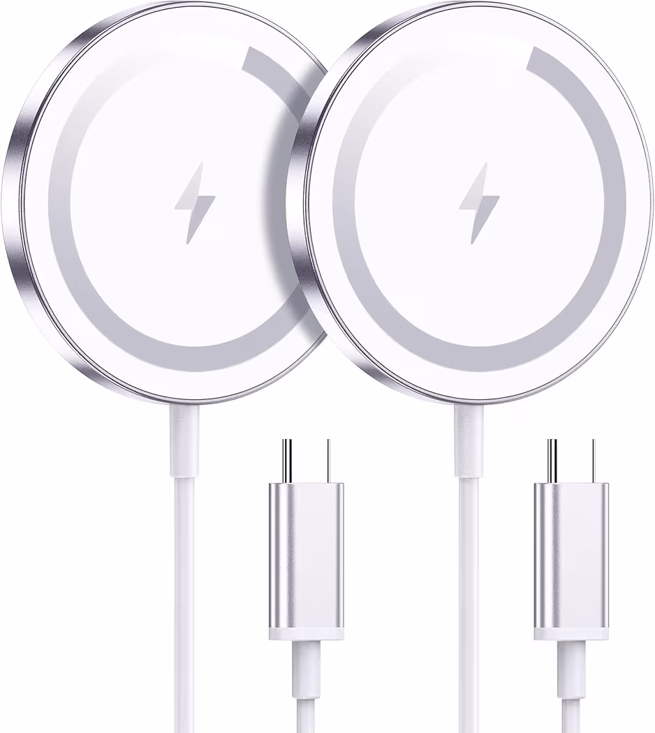 WRVVR magnetic wireless charger attached to iPhone 17 Pro Max during charging