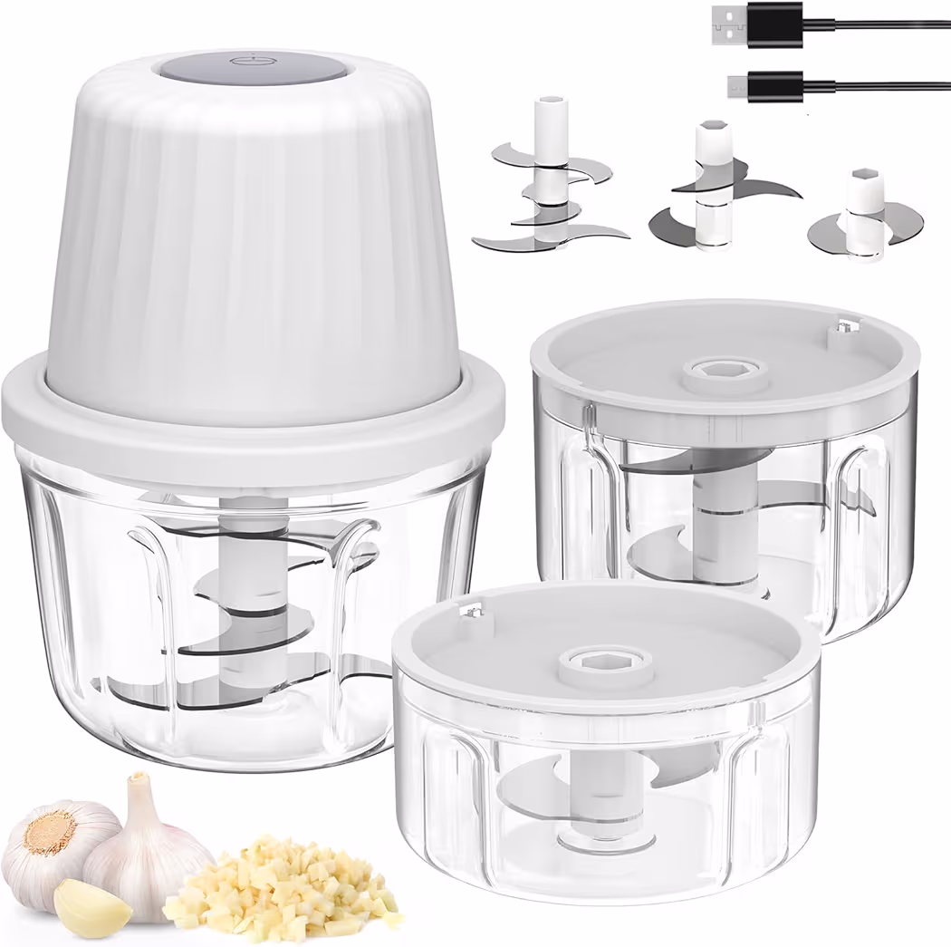 Cordless mini food processor with multiple bowl capacities