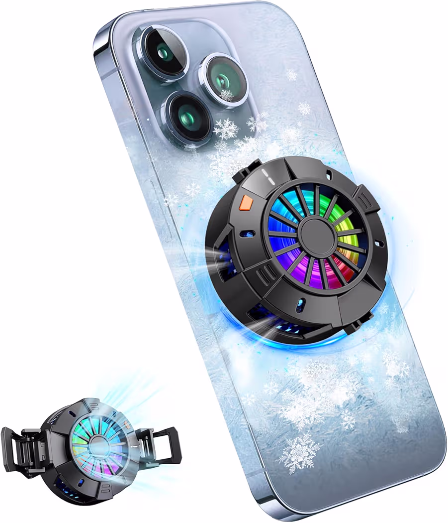 2-in-1 magnetic and clip-on phone cooler attached to Samsung Galaxy A16 5G