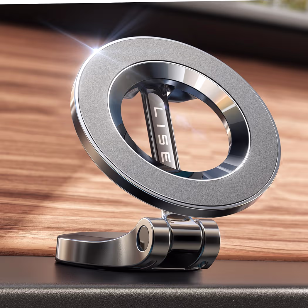 LISEN magnetic car mount holding iPhone 17 Pro Max during navigation