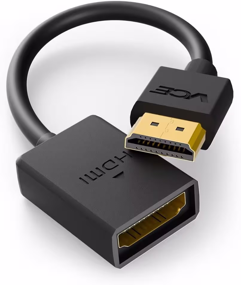 VCE 4K HDMI extension cable connected to an Amazon Fire TV Stick