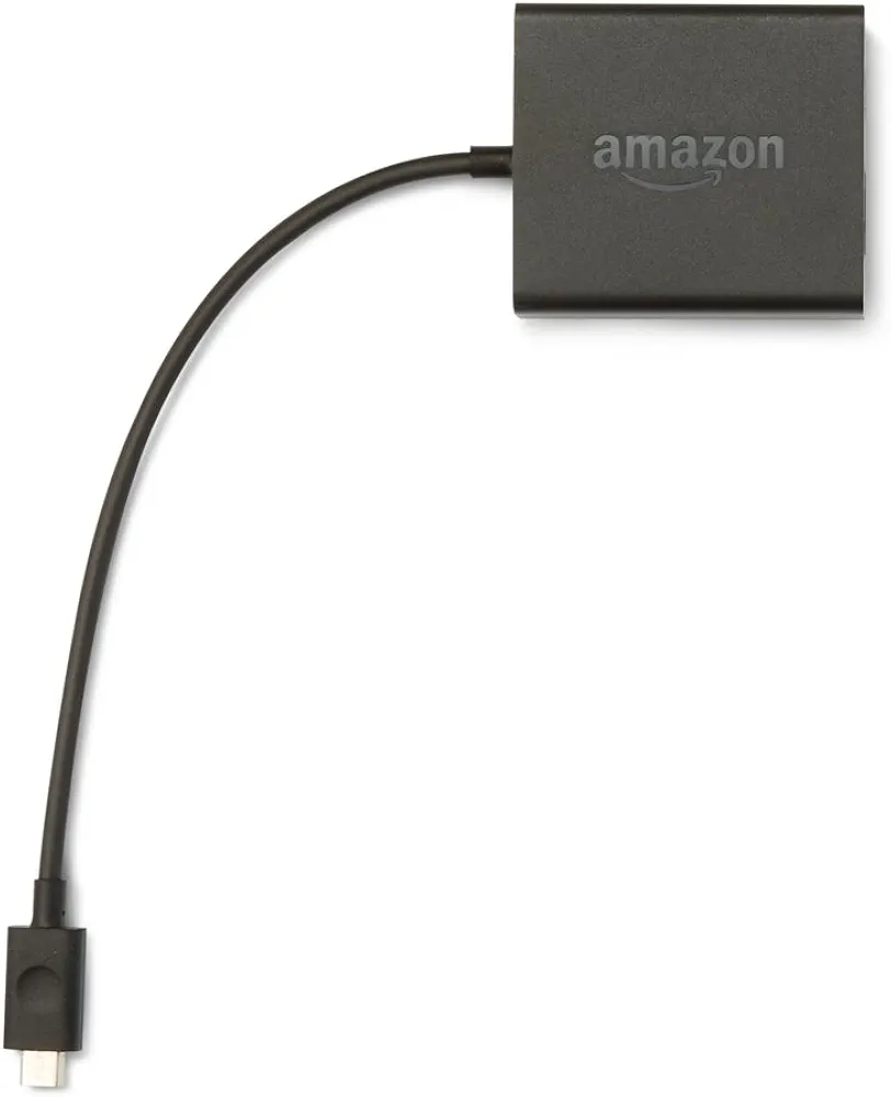 Micro USB Ethernet Adapter connected to an Amazon Fire TV Stick