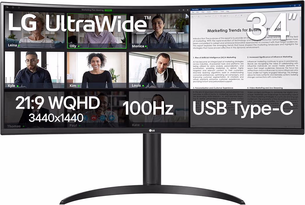 LG 34WR55QK-B UltraWide Curved Monitor